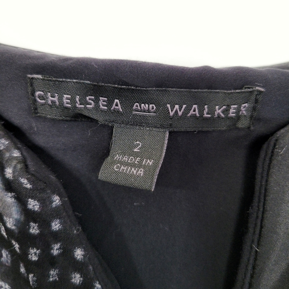 NEW Chelsea & Walker Cara Black & White Silk Jacquard Midi Dress Size 2 - Picture 14 of 16